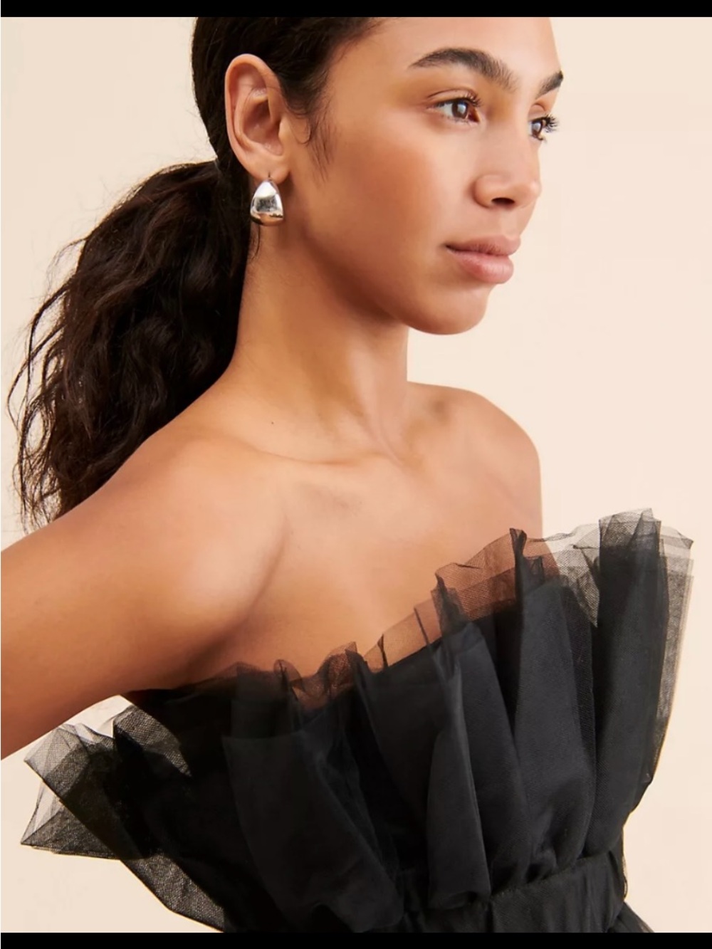 MARBLE Black Tulle Tube Top. - Picture 4 of 5